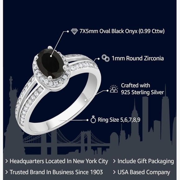 Elegant Black and Silver Women's Ring - Picture 2 of 4